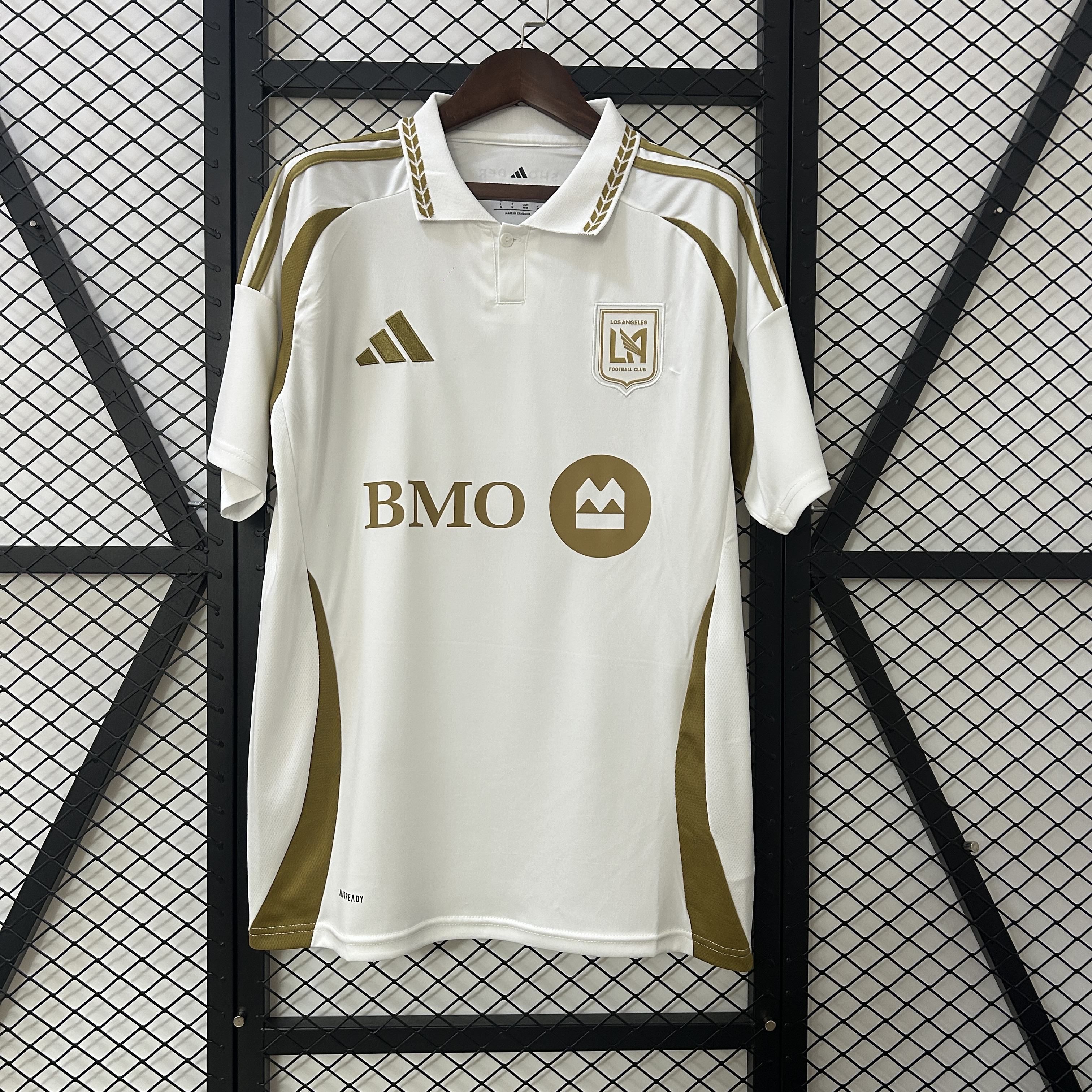 Mens Los Angeles Away Jersey 2025/26 Mens Los Angeles Away Jersey 2025/26 front view in white with gold collar