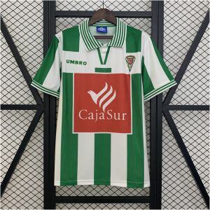 Mens Cordoba green Retro Home Jersey 1997/98 front view on display