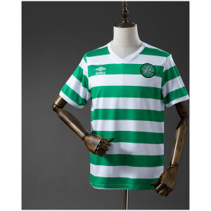Mens Celtics Retro Home Jersey 1980/81 front view in green and white hoops