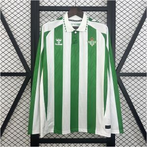 Mens Real Betis Long Sleeve Home Jersey 2024/25 front view on display