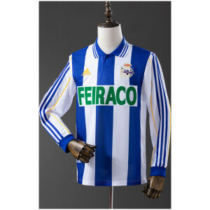 Mens Deportivo de La Coruna Retro Long Sleeve Home Jersey 1999/00 Mens Deportivo de La Coruna Retro Long Sleeve Home Jersey 1999/00 front view on display