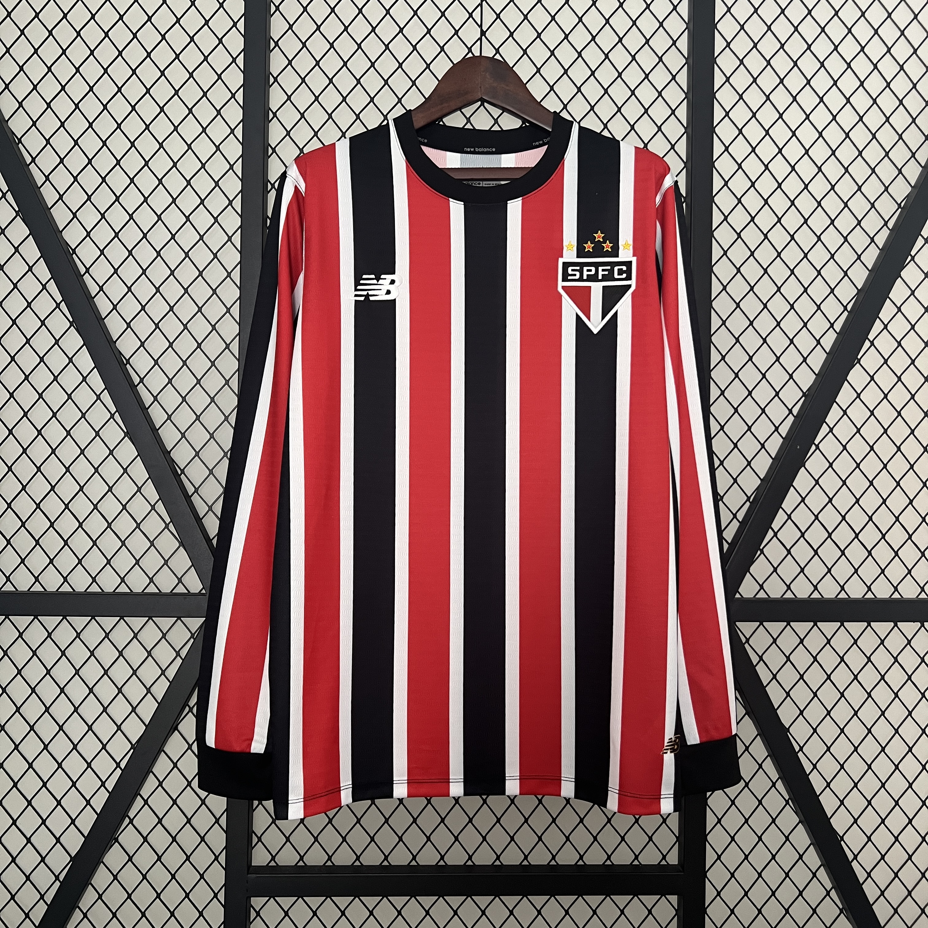 Mens Sao Paulo Long Sleeve Away Jersey 2024/25 Mens Sao Paulo Long Sleeve Away Jersey 2024/25 front view on display