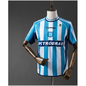 Mens Racing Club de Avellaneda Retro Home Jersey 2002/03 front view with Petrobras sponsor