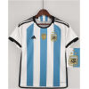 Mens Argentina Home3/star World Cup Jersey 2022 on hanger showing sky blue and white stripes with 3 stars