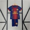 Kids Barcelona retro home jersey with red gradient panel and gold sponsor front view