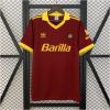 Mens Roma Retro Home Jersey 1991/92 on hanger showing carmine red body with yellow polo collar