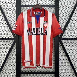Mens Atletico Madrid Retro Home Jersey 1998/99 front view on display