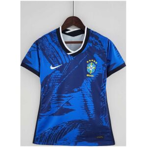 Womens World Cup Brazil Classic Blue Jersey 2022 on hanger showing royal blue body with wave splatter art
