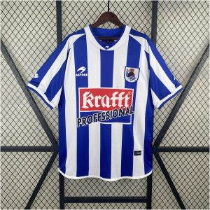 Mens Real Sociedad Retro Home Jersey 2002/03 Mens Real Sociedad Retro Home Jersey 2002/03 front view on display
