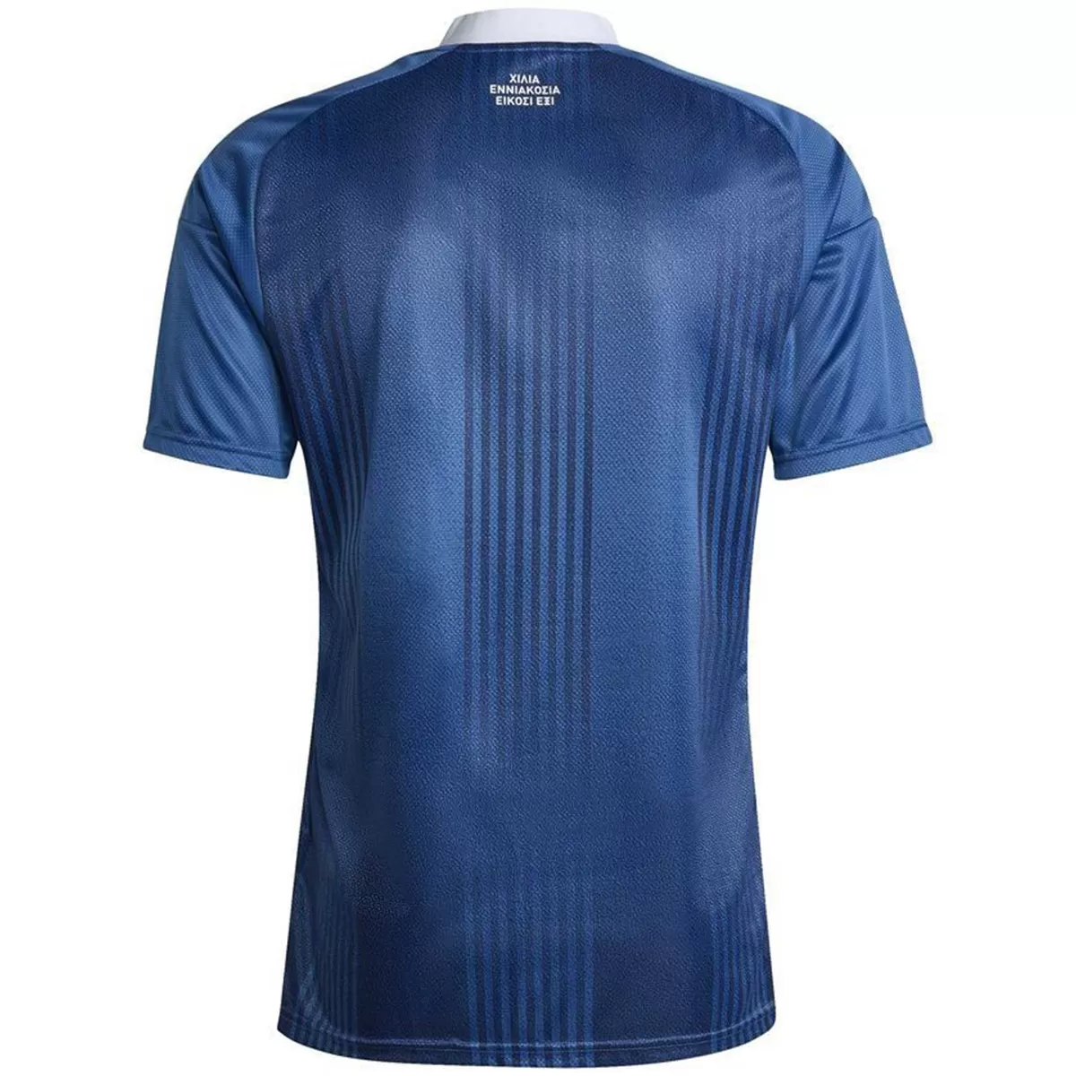 Mens Greece World Cup Away Jersey 2026 Mens Greece World Cup Away Jersey 2026 royal blue shirt back view with Greek collar text