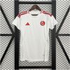 Womens Brazil International Away Jersey 2025 front view on hanger showing white body and red shoulder stripes