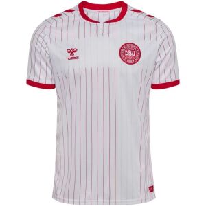 Mens Denmark World Cup Away Jersey 2026 white pinstriped shirt front view