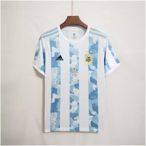 Mens Argentina Copa America Championship Edition Blue And White Retro Jersey 2021 on hanger showing match patch