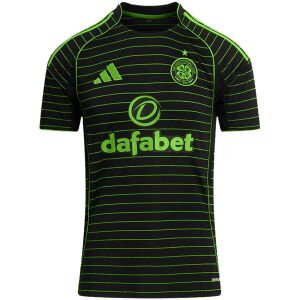 Mens Celtic Away Jersey 2025/26 front view with neon green pinstripes