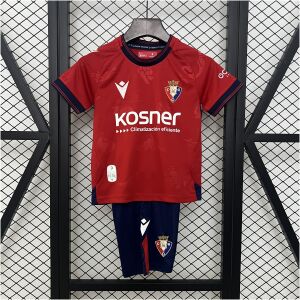 Kids Osasuna Home Kit 2024/25 front view on display