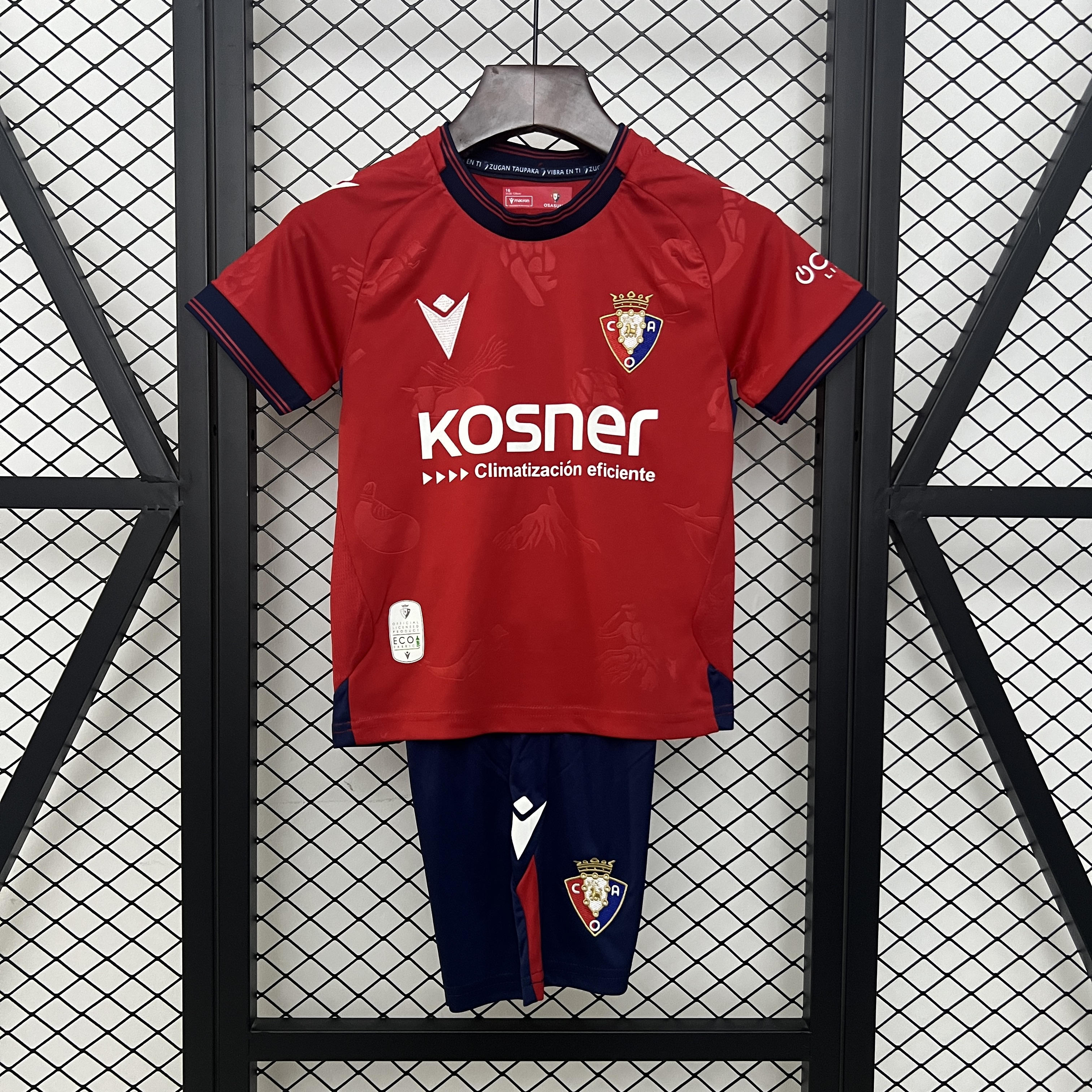 Kids Osasuna Home Kit 2024/25 Kids Osasuna Home Kit 2024/25 front view on display