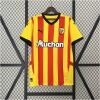 Mens Lens Home Jersey 2024/25 on hanger displaying bold yellow and red vertical stripes with black collar trim
