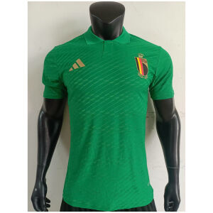 Mens Belgium green player Polo 2025 Mens Belgium green player Polo 2025 front view on mannequin displaying polo collar and gold crowned emblem