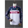 Mens Manchester City Retro Long Sleeve Away Jersey 1997/98 on mannequin showing navy-white body with long taped sleeves
