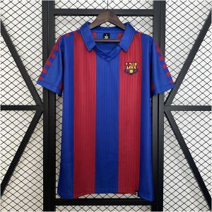 Mens Barcelona Retro Home Jersey 1991/92 Mens Barcelona retro home shirt with red and blue stripes front view