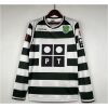 Mens Sporting Lisbon Retro Long Sleeve Home Jersey 2001/03 with green and white hoops