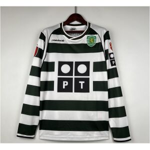 Mens Sporting Lisbon Retro Long Sleeve Home Jersey 2001/03 Mens Sporting Lisbon Retro Long Sleeve Home Jersey 2001/03 with green and white hoops