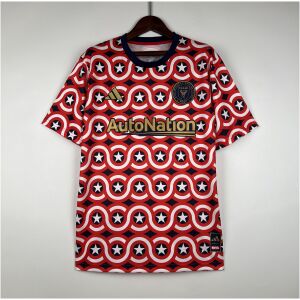 Mens Inter Miami Joint Edition Red Jersey 2023/24 front view in red and gold