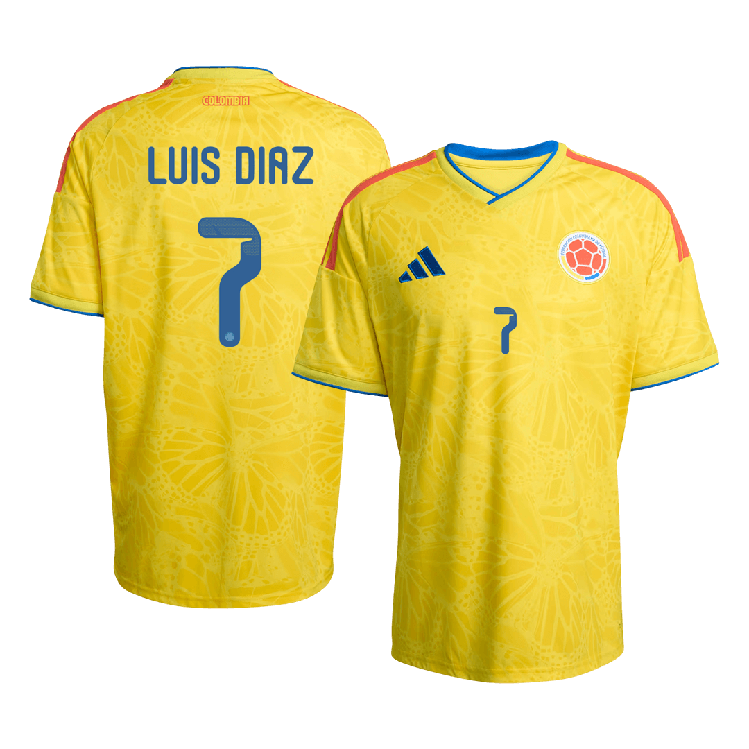 Mens LUIS DIAZ Colombia World Cup Home Jersey 2026 Front view of mens Luis Diaz Colombia 2026 home jersey in yellow
