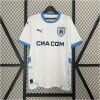 Mens Marseille Home Jersey 2024/25 on hanger showing white body with sky blue trims and patterned hem panels