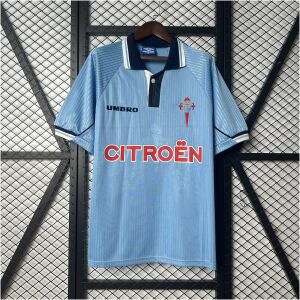 Mens Celta Vigo blue Retro Home Jersey 1997/99 Mens Celta Vigo blue Retro Home Jersey 1997/99 front view on display