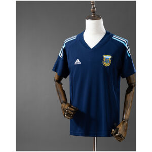 Mens World Cup Argentina Retro Away Jersey 2002 on mannequin showing navy blue body and split shoulder stripes