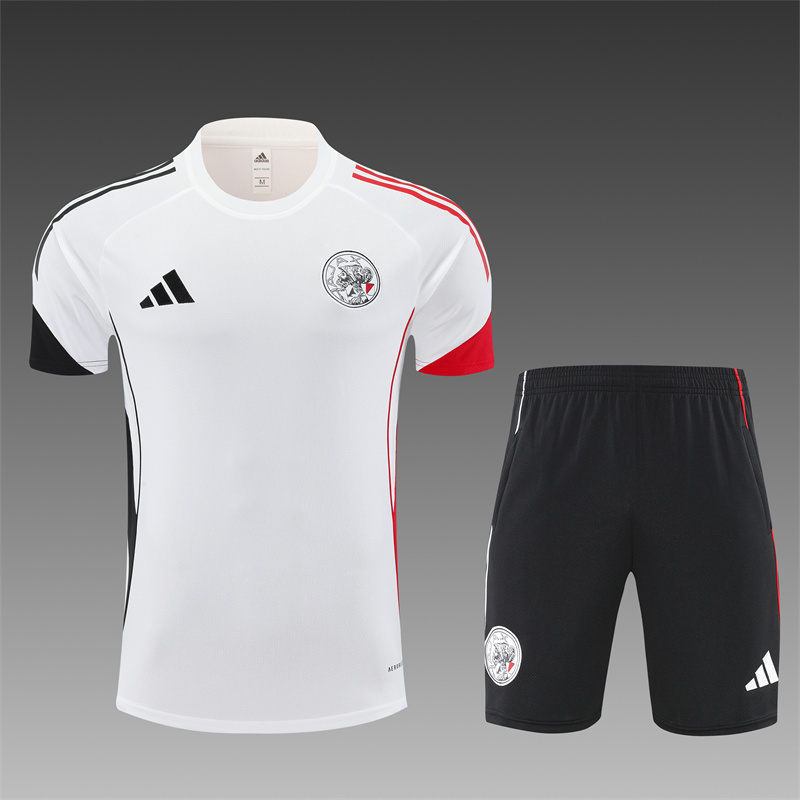 Mens Ajax white Training Kit 2025/26 Mens Ajax white Training Kit Kit 2025/26 front view on display