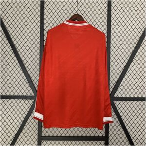 Mens Manchester United Retro Long Sleeve Home Jersey 1986/88 back view detail