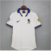 Mens Italy Retro Away Jersey 1996 front view on hanger showing blue spread collar and embroidered FIGC crest