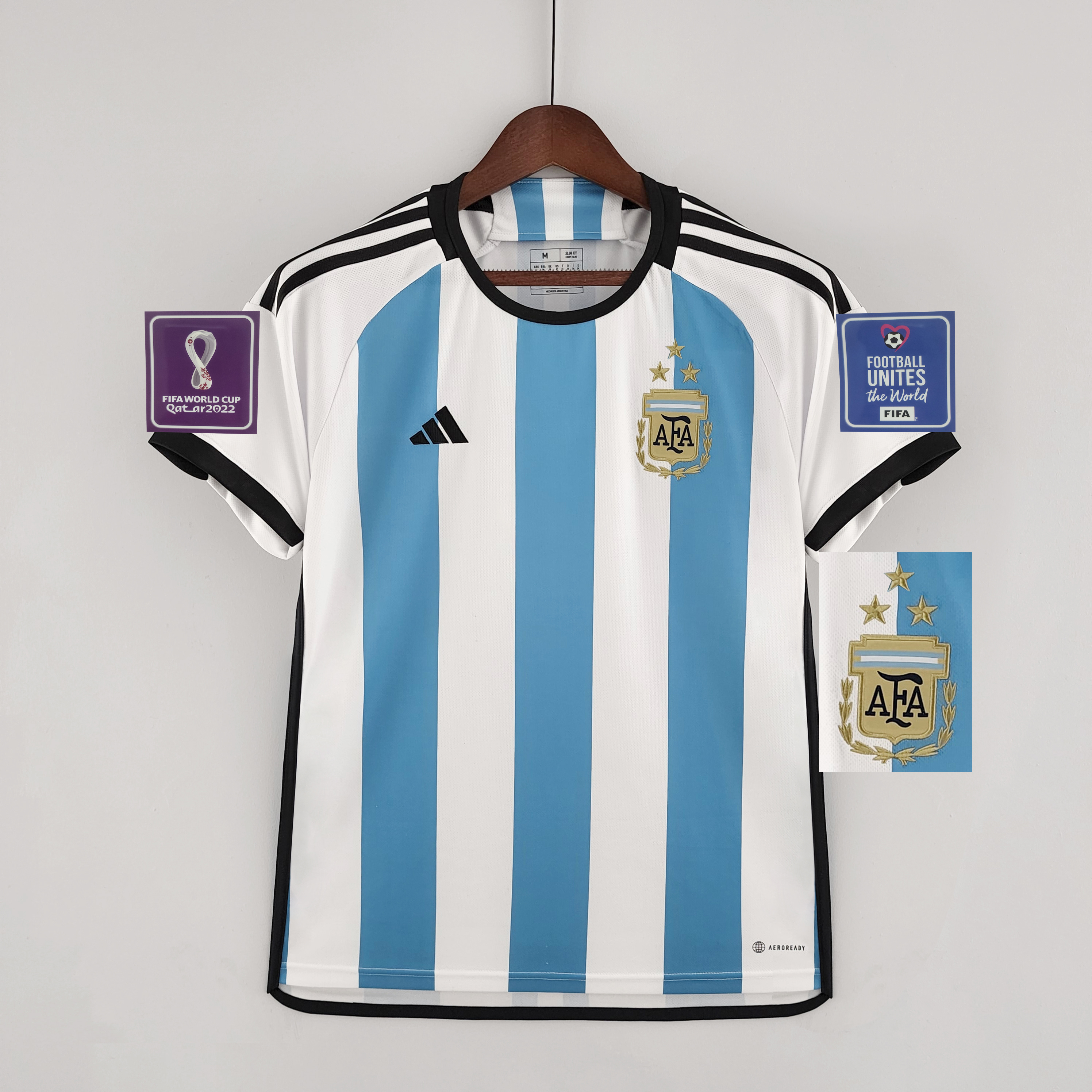 Mens Argentina Home3/star World Cup Jersey 2022 Mens Argentina Home3/star World Cup Jersey 2022 back view detail