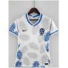 Womens World Cup Brazil Classic White Jersey 2022 on hanger showing white body with blue palm frond prints