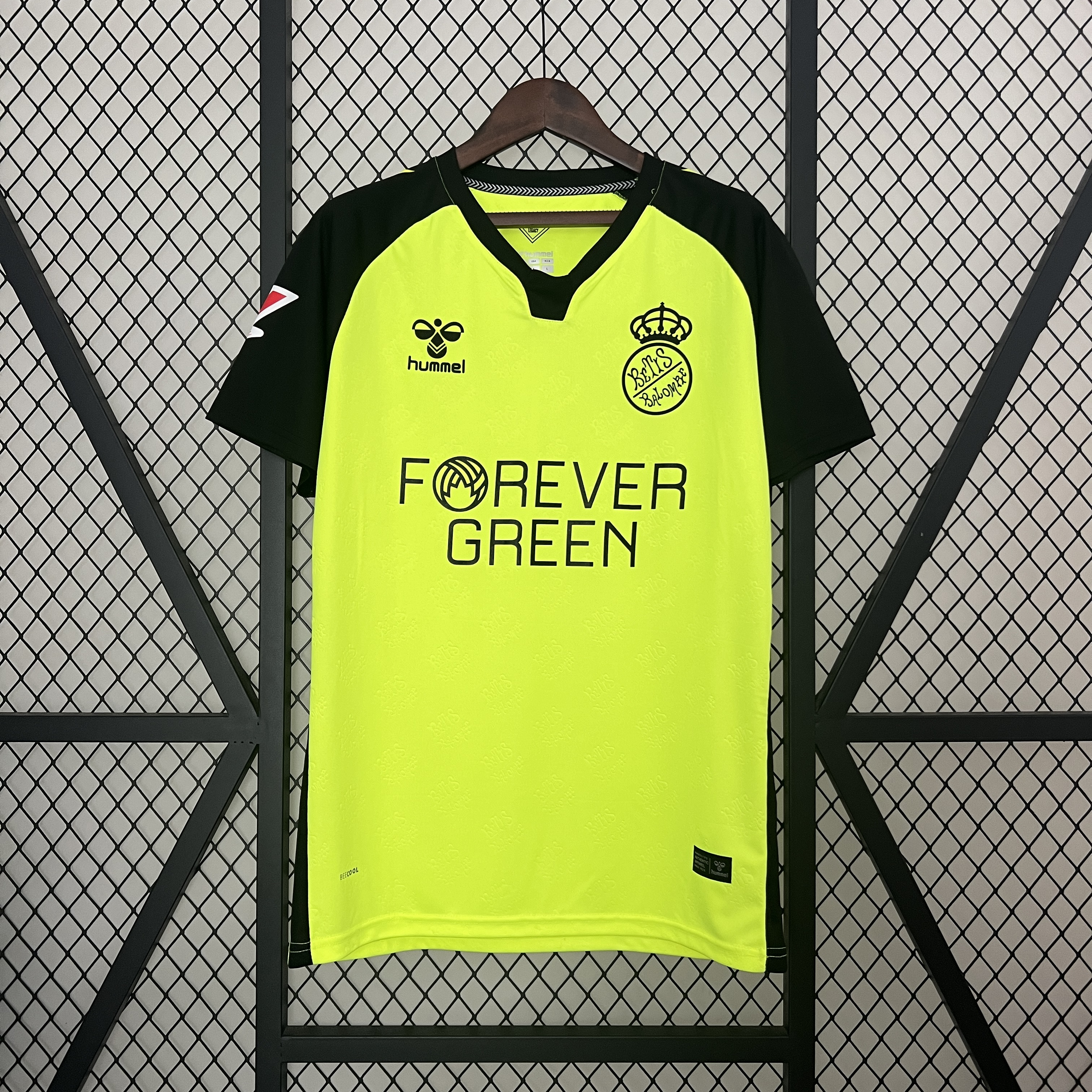 Mens Real Betis Away Jersey 2024/25 Mens Real Betis Away Jersey 2024/25 front view on display