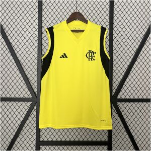 Mens Flamengo Wear Yellow Training Kit Singlet Kits Jersey 2024/25 front view on display
