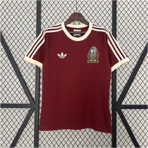 Mens Mexico Red Retro Special Edition Jersey 2025 on hanger showing wine red body and cream white trim