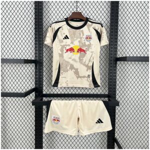 Kids New York Red Bulls Home Kit 2025/26 front view of cream kit set