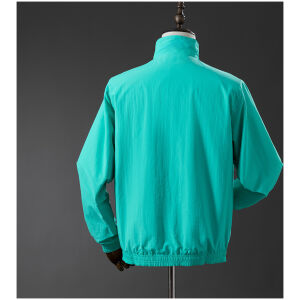 Mens Mexico Trench Coat Reversible Green and Blue Windbreaker 2025 back view detail