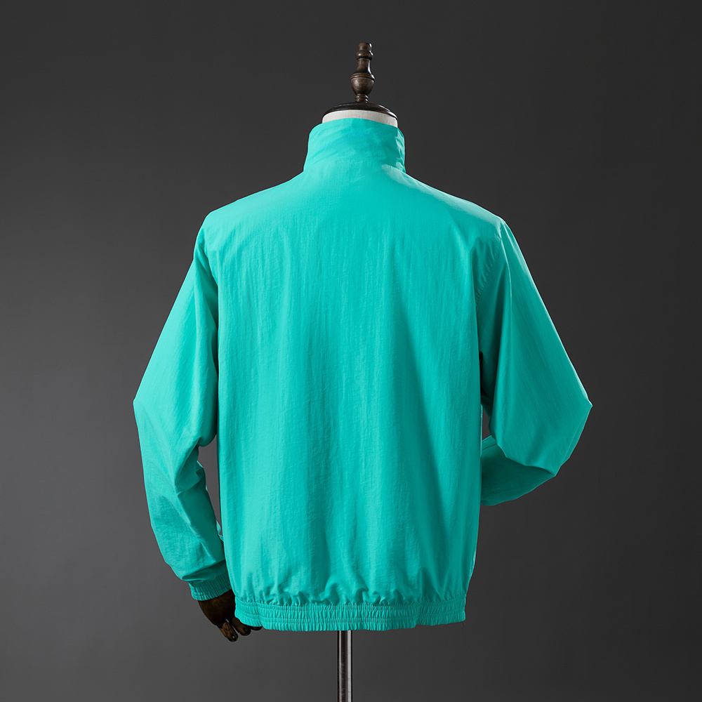 Mens Mexico Trench Coat Reversible Green and Blue Windbreaker 2025 Mens Mexico Trench Coat Reversible Green and Blue Windbreaker 2025 back view detail