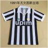 Mens Juventus Retro Home Jersey 1991/92 laid flat showing black and white vertical stripes with Upim sponsor