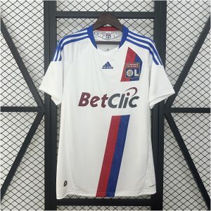 Mens Lyon Retro Home Jersey 2010/11 Mens Lyon Retro Home Jersey 2010/11 on hanger showing white body and red-blue diagonal split sash