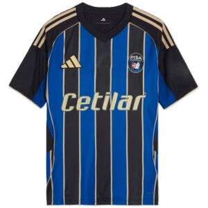 Mens Pisa SC Home Jersey 2025/26 front view with blue and black stripes