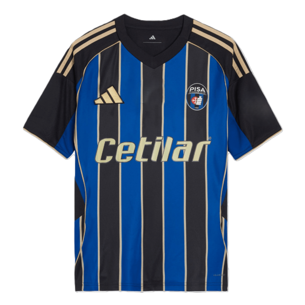 Mens Pisa SC Home Jersey 2025/26 Mens Pisa SC Home Jersey 2025/26 front view with blue and black stripes