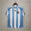 Mens World Cup Argentina Retro Home Jersey 2010 on hanger showing sky blue sleeves and Albiceleste stripes