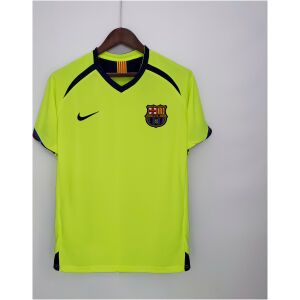 Mens Barcelona Retro Away Jersey 2005/06 Volt Barcelona retro away jersey with navy yokes and V-neck front view