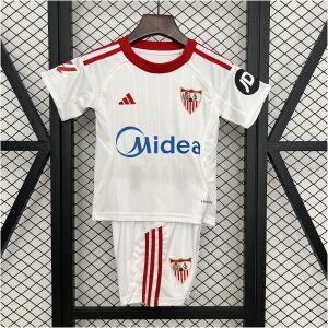 Kids Sevilla Home Kit 2025/26 front view on display