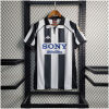 Mens Juventus Retro Home Jersey 1997/98 on hanger showing black and white stripes with SONY MiniDisc sponsor
